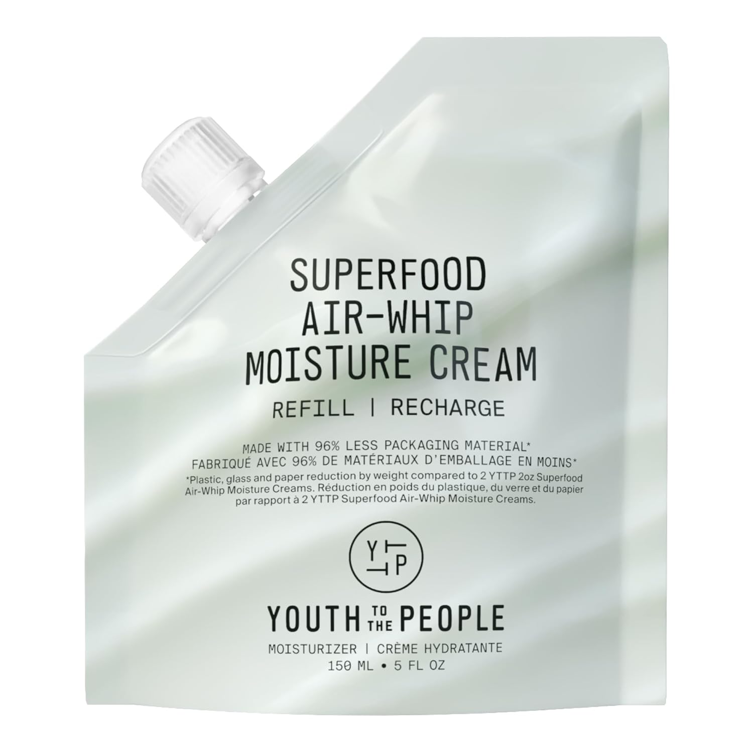 Youth To The People Superfood Air-Whip Moisture Cream Refill - Kale + Green Tea Hyaluronic Acid Face Moisturizer, Smooths + Hydrates Up to 48HR with Dewy Glow, Non-Greasy Lightweight Gel - 5.07 fl oz