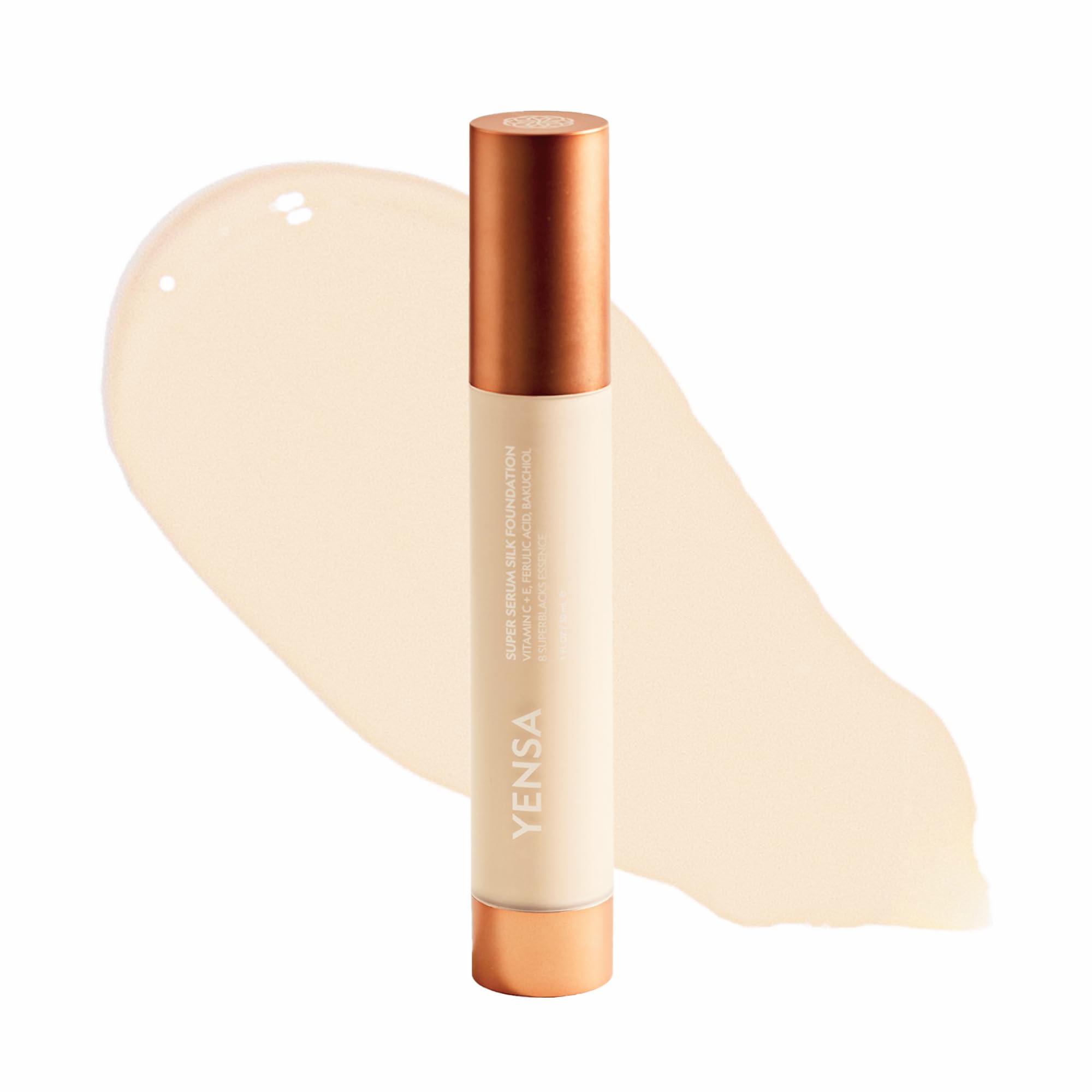 YENSA Super Serum Silk Foundation - Hydrating, Full Coverage Foundation with Vitamin C & Bakuchiol Oil - Blurs Imperfections & Evens Skin Tone - Korean Skin Care Makeup - Medium 3 (1 oz)