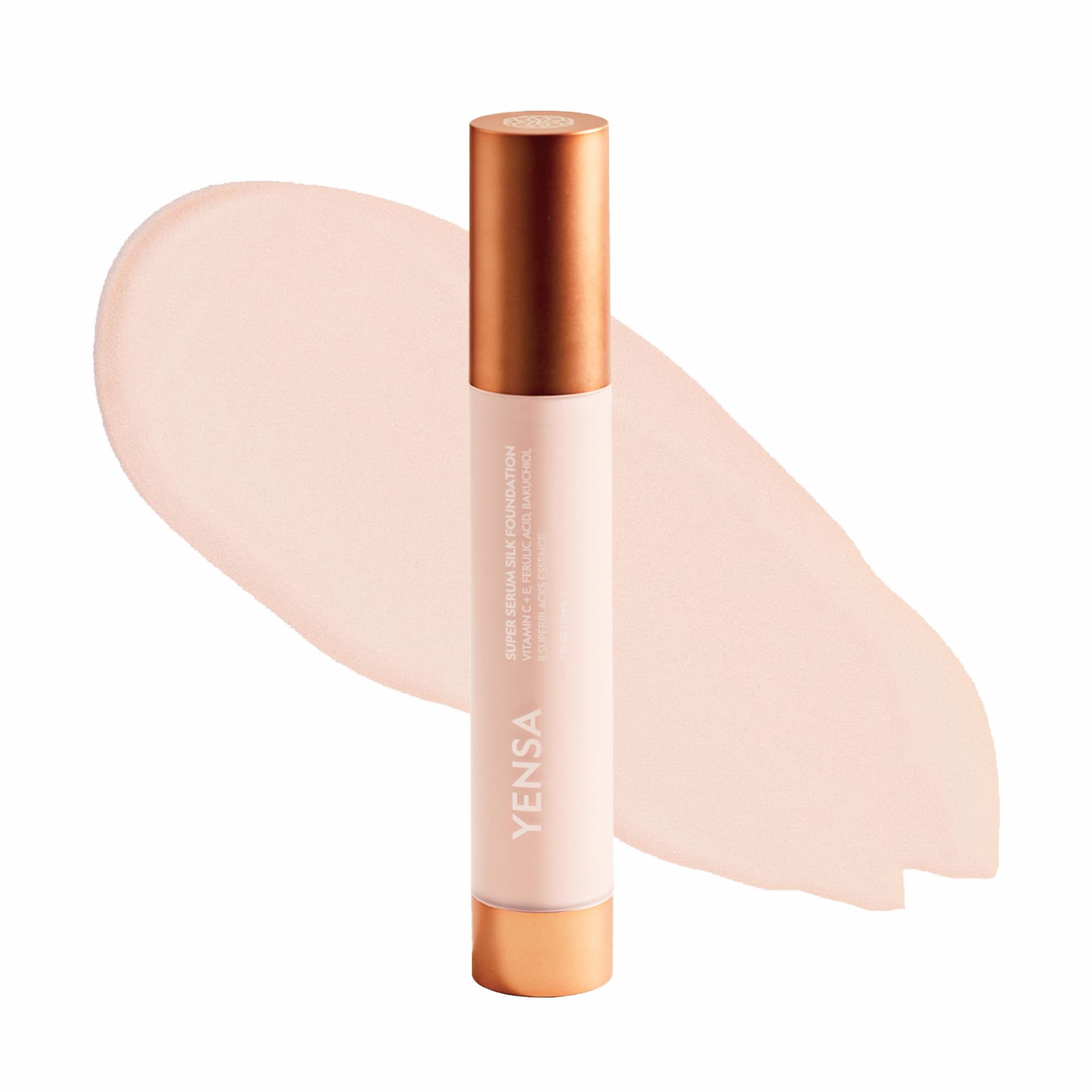 YENSA Super Serum Silk Foundation - Hydrating, Full Coverage Foundation with Vitamin C & Bakuchiol Oil - Blurs Imperfections & Evens Skin Tone - Korean Skin Care Makeup - Medium 3 (1 oz)