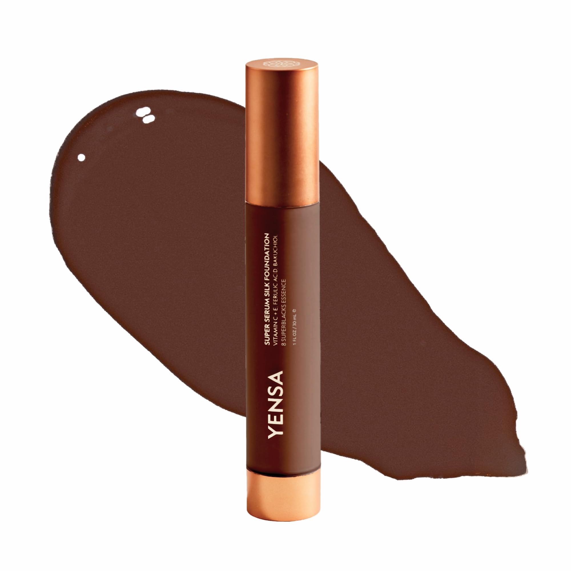 YENSA Super Serum Silk Foundation - Hydrating, Full Coverage Foundation with Vitamin C & Bakuchiol Oil - Blurs Imperfections & Evens Skin Tone - Korean Skin Care Makeup - Medium 3 (1 oz)