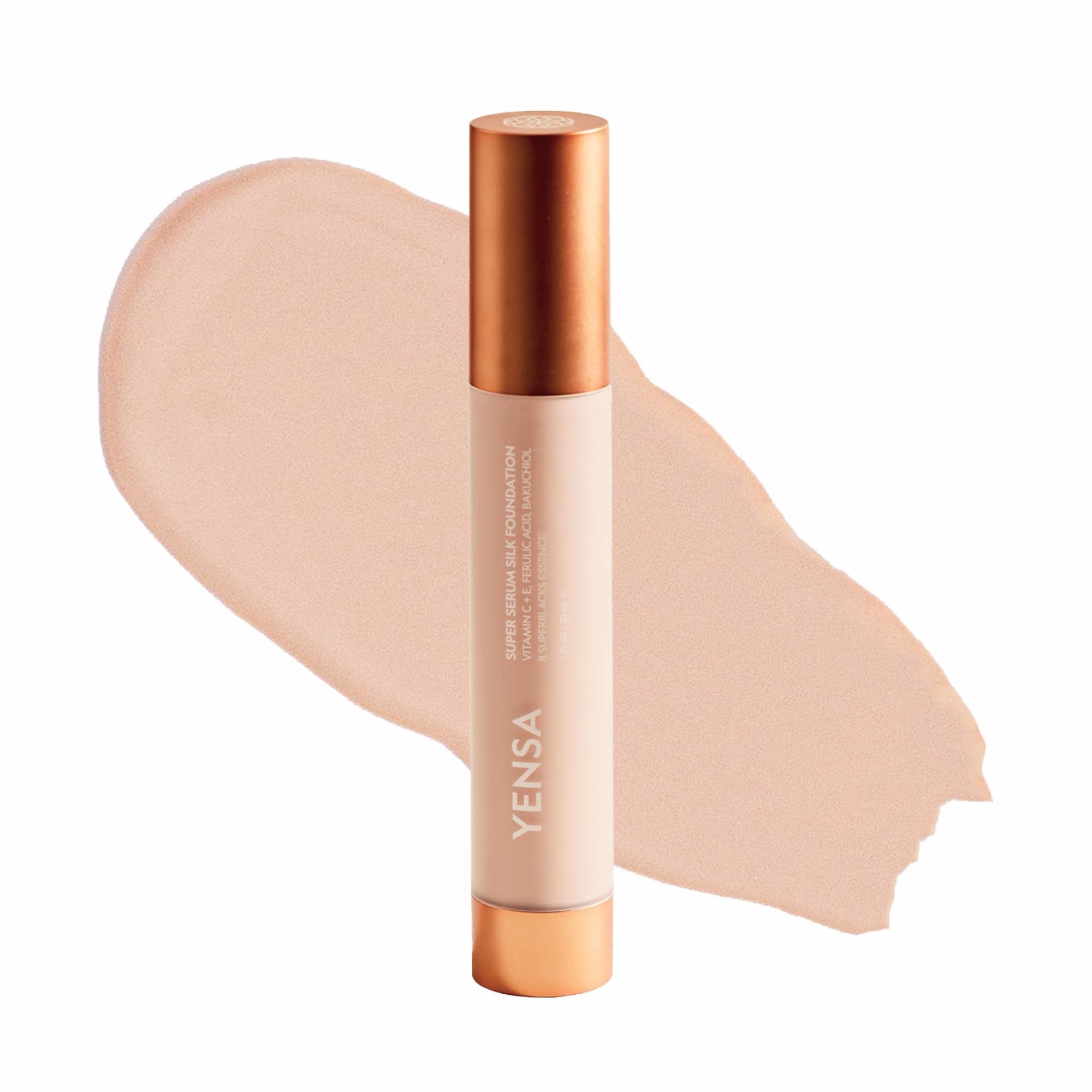YENSA Super Serum Silk Foundation - Hydrating, Full Coverage Foundation with Vitamin C & Bakuchiol Oil - Blurs Imperfections & Evens Skin Tone - Korean Skin Care Makeup - Medium 3 (1 oz)