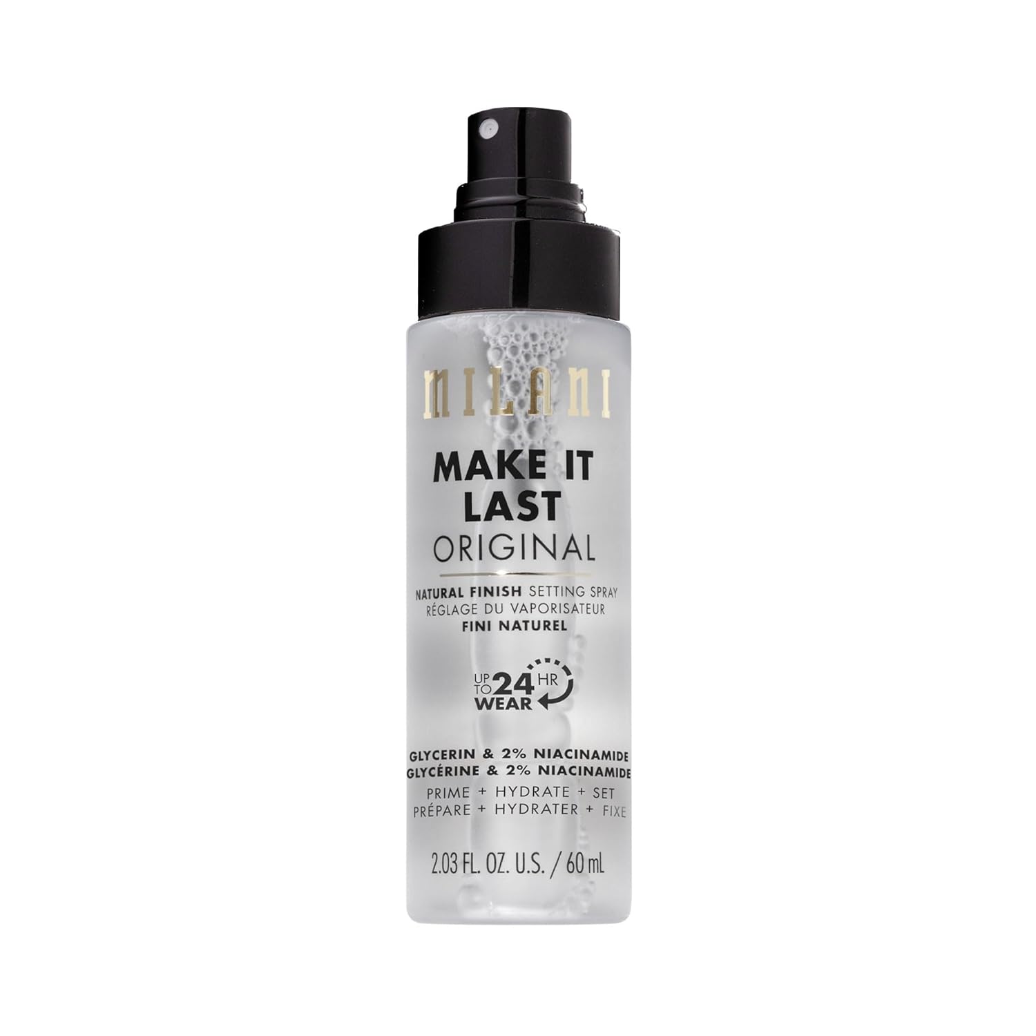 Milani Setting Spray + Primer, Make It Last Original - Natural Finish with Niacinamide for Hydration, Setting Spray for Makeup and Face Primer, 3-in-1 Prime + Hydrate + Set, 2.03 Fl. Oz