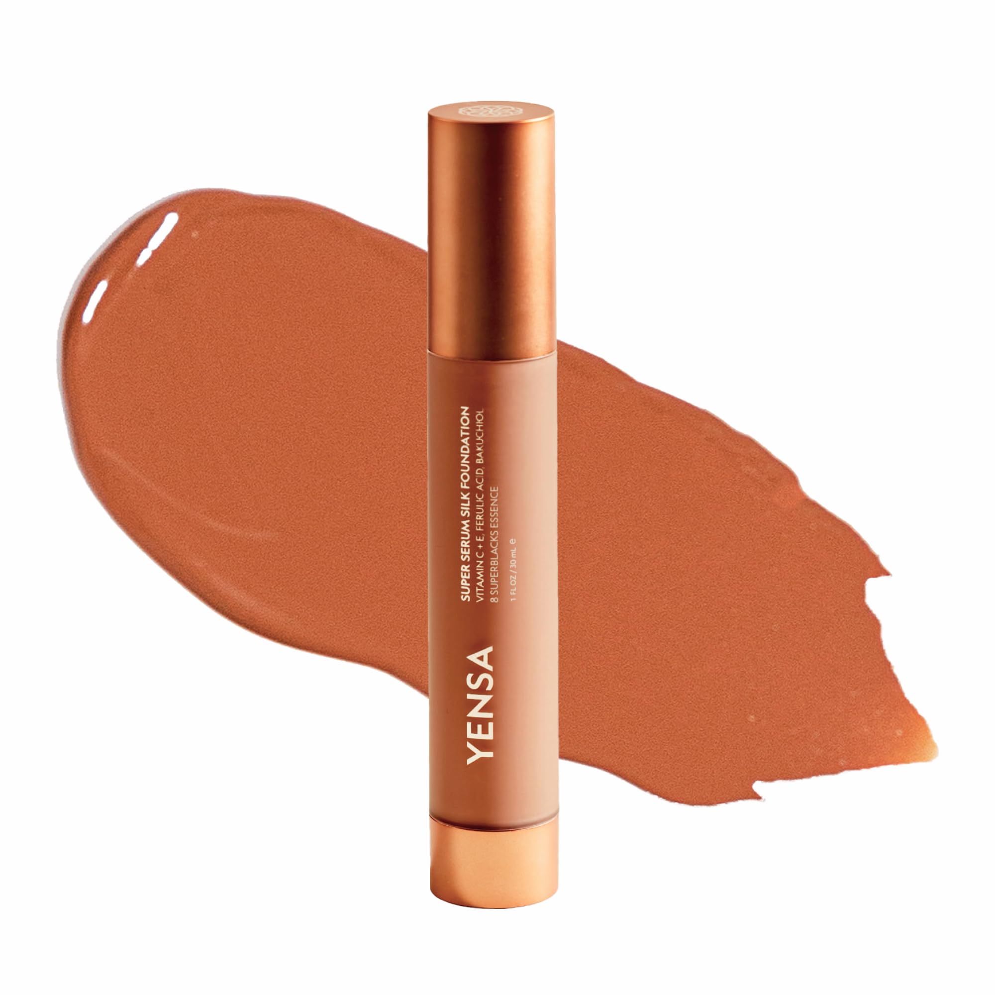 YENSA Super Serum Silk Foundation - Hydrating, Full Coverage Foundation with Vitamin C & Bakuchiol Oil - Blurs Imperfections & Evens Skin Tone - Korean Skin Care Makeup - Medium 3 (1 oz)