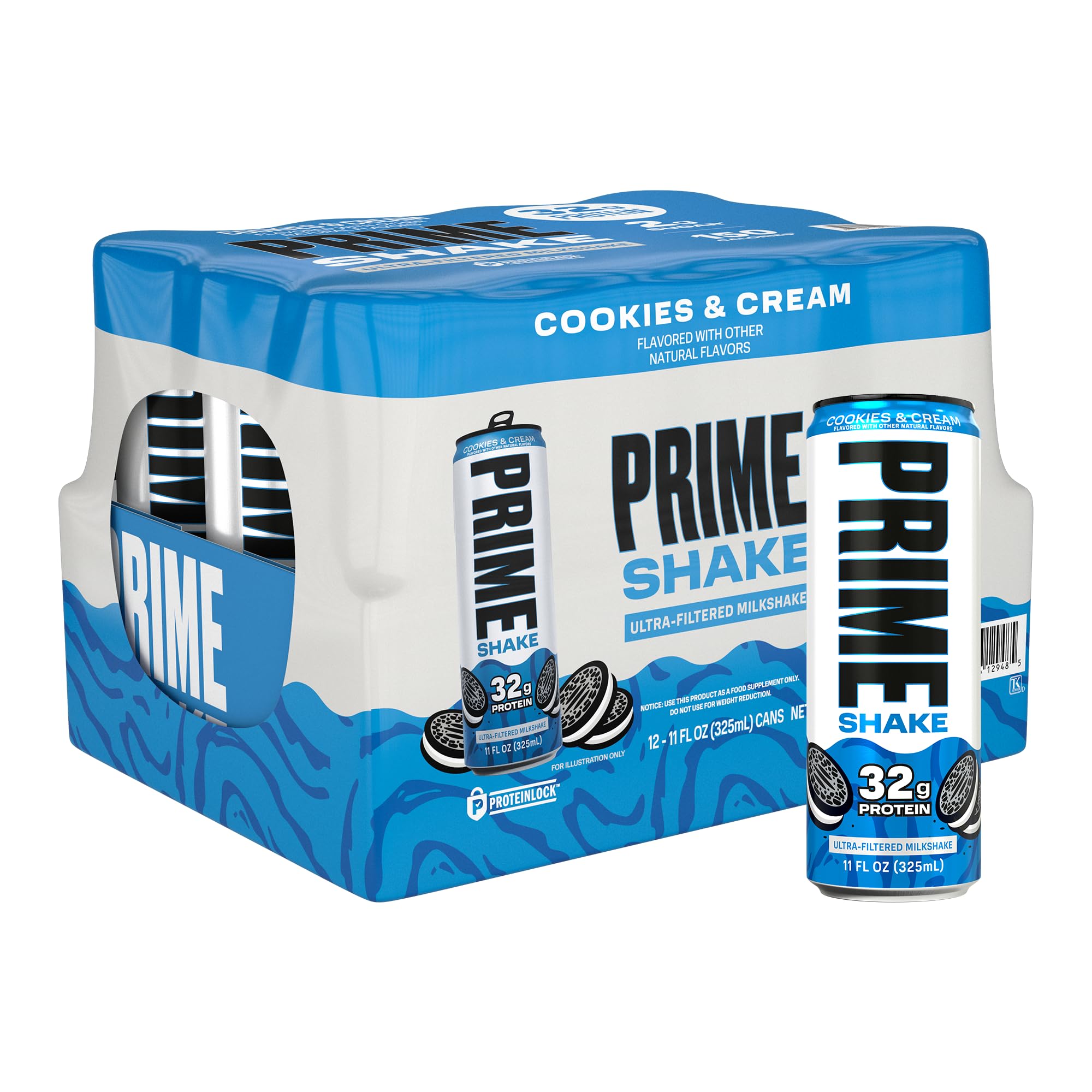 PRIME Shakes, Chocolate, 32g Protein Shake for Muscle Support & Recovery, Ultra-Filtered Milk, Lactose Free, Low Sugar, Low Calorie, Ready to Drink, 11 fl oz, 12 Pack