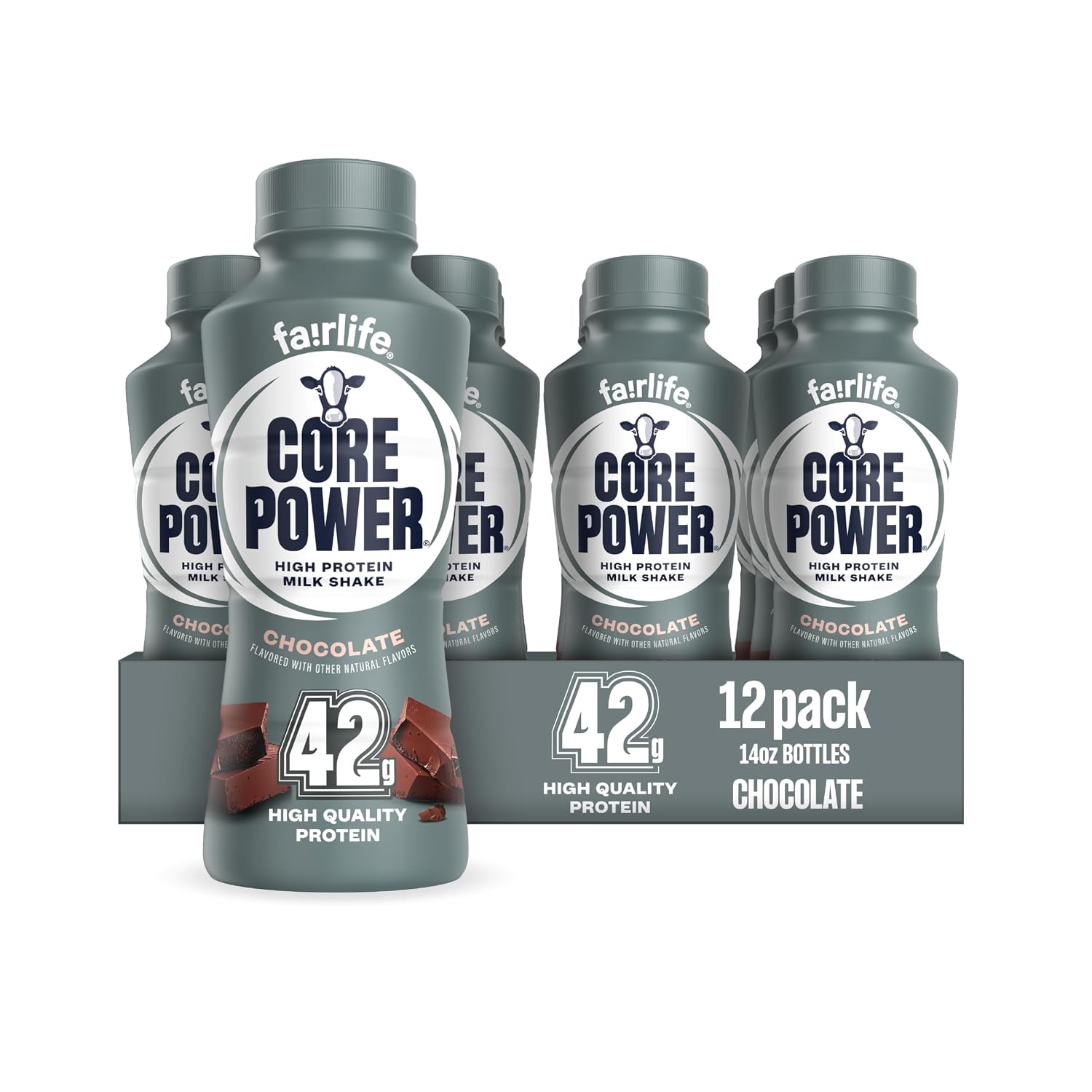Core Power Elite High Protein Shake, Chocolate, 42g Bottle, 14oz, 12 Pack