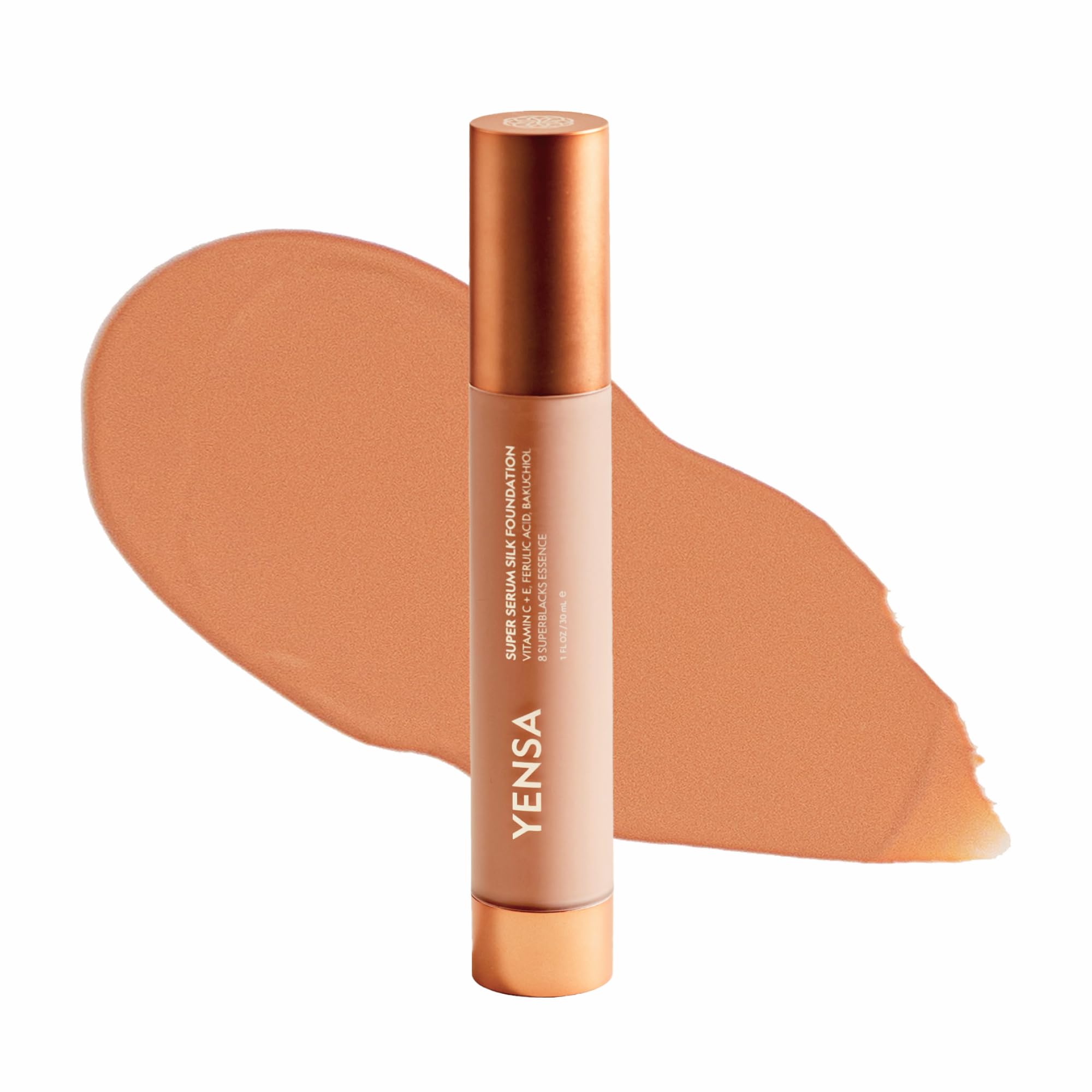 YENSA Super Serum Silk Foundation - Hydrating, Full Coverage Foundation with Vitamin C & Bakuchiol Oil - Blurs Imperfections & Evens Skin Tone - Korean Skin Care Makeup - Medium 3 (1 oz)