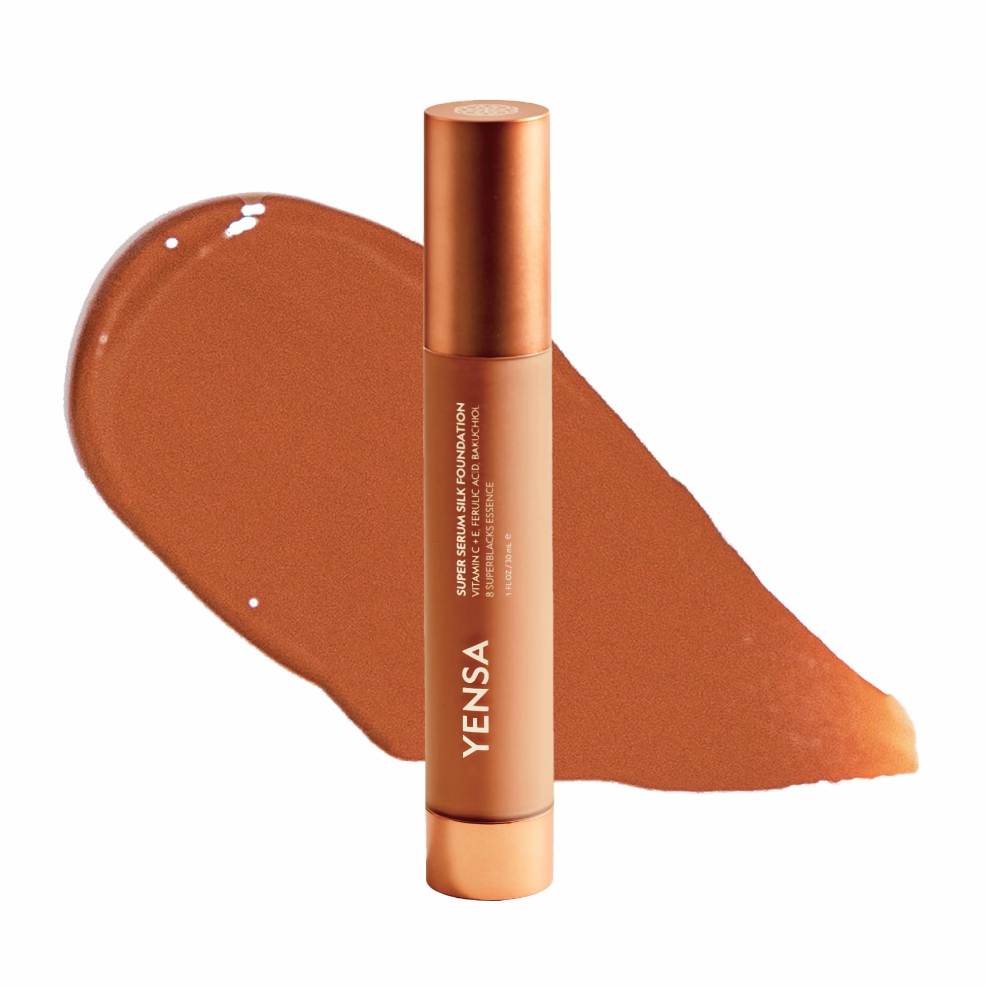 YENSA Super Serum Silk Foundation - Hydrating, Full Coverage Foundation with Vitamin C & Bakuchiol Oil - Blurs Imperfections & Evens Skin Tone - Korean Skin Care Makeup - Medium 3 (1 oz)