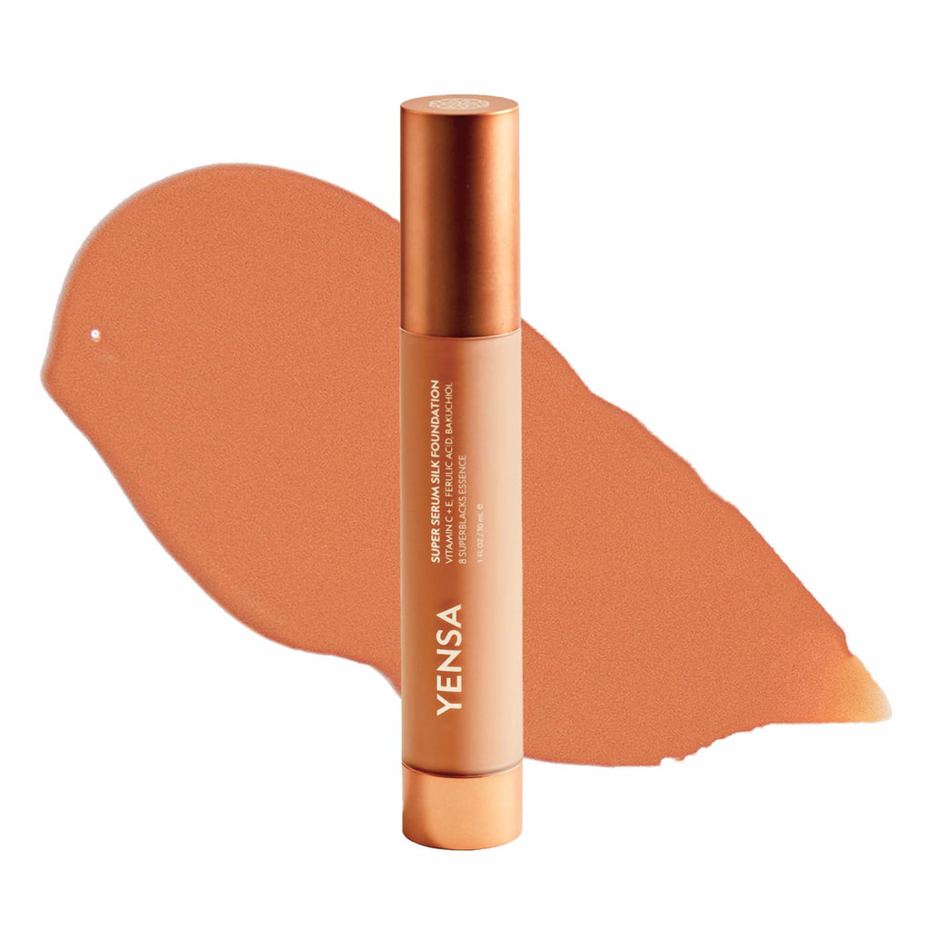 YENSA Super Serum Silk Foundation - Hydrating, Full Coverage Foundation with Vitamin C & Bakuchiol Oil - Blurs Imperfections & Evens Skin Tone - Korean Skin Care Makeup - Medium 3 (1 oz)