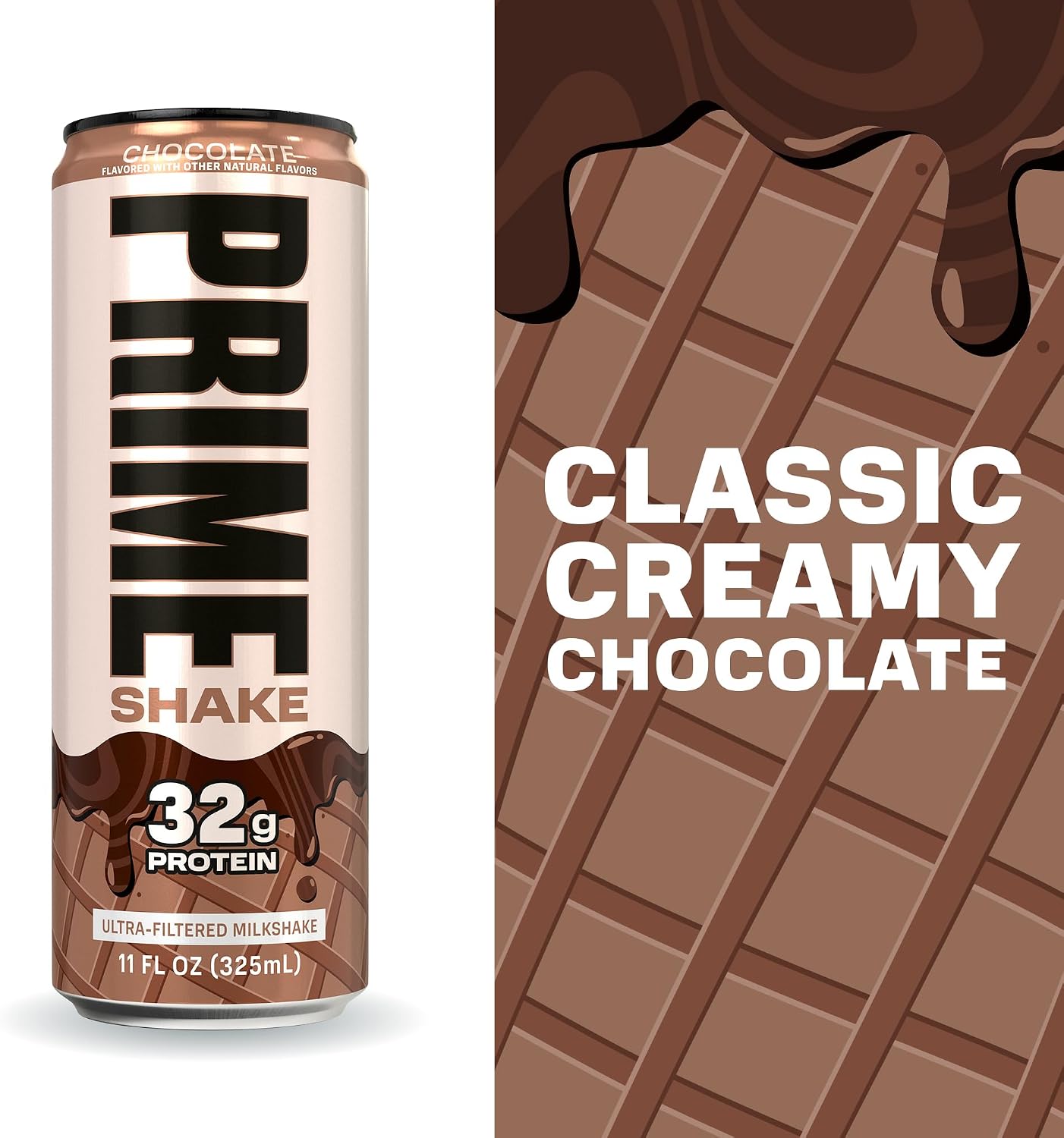 PRIME Shakes, Chocolate, 32g Protein Shake for Muscle Support & Recovery, Ultra-Filtered Milk, Lactose Free, Low Sugar, Low Calorie, Ready to Drink, 11 fl oz, 12 Pack