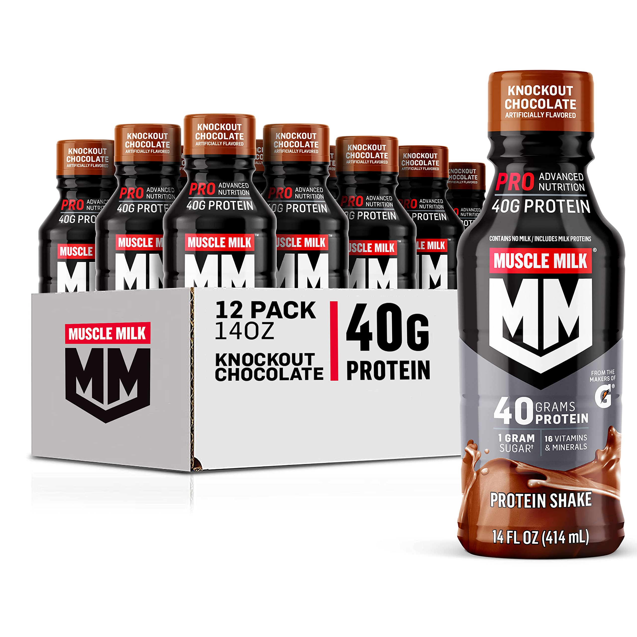 Muscle Milk Pro Series Protein Shake, Slammin' Strawberry, 40g Protein, 14 Fl Oz, 12 Pack