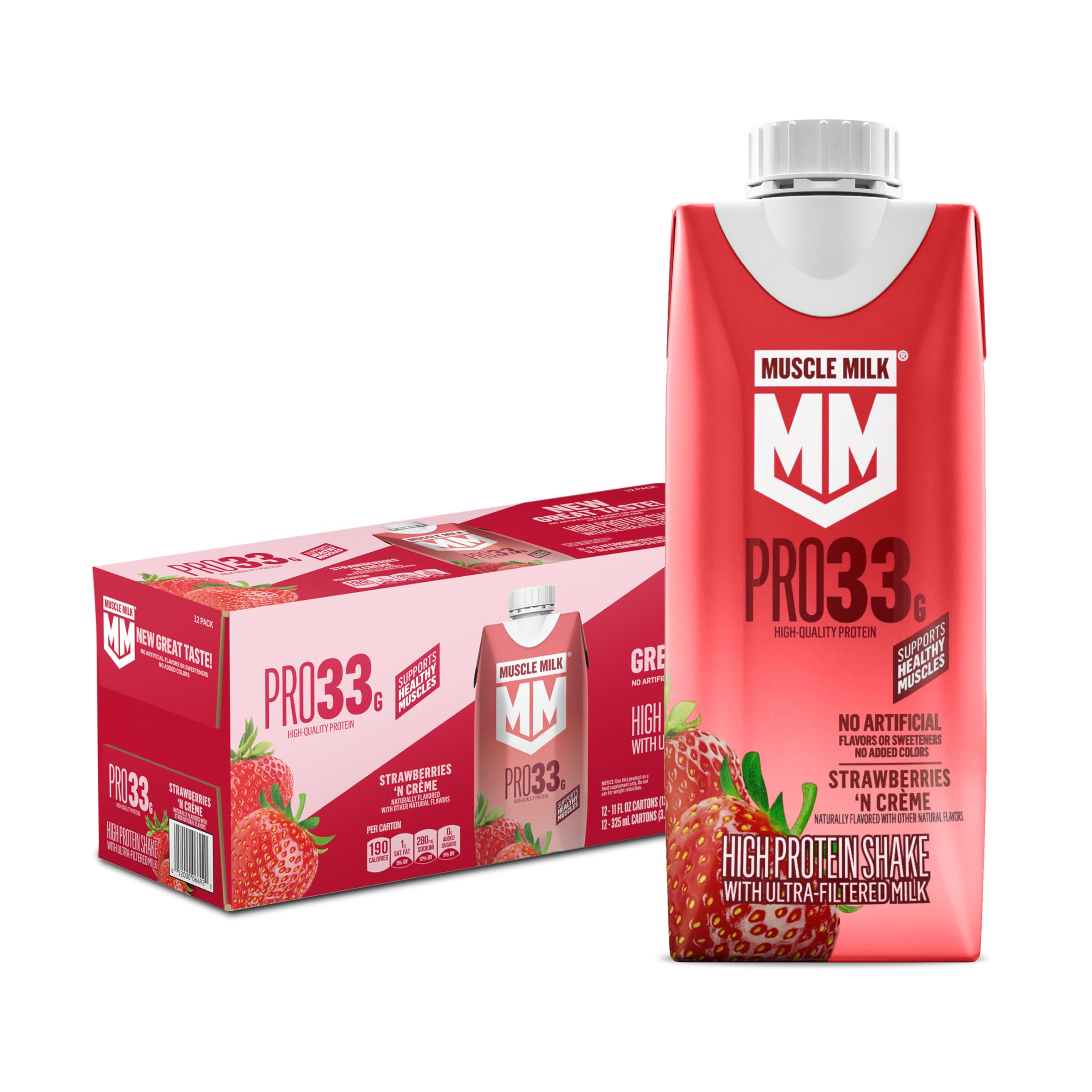 Muscle Milk Pro Liquid High Protein Shake, Chocolate, 11 Fl Oz (Pack of 12) | Ultra Filtered Milk, 33g Protein, 3g Sugar, 200 Calories, No Artificial Flavors, No Artificial Sweeteners, No Added Colors